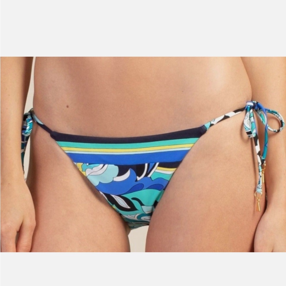 Trina Turk Ipanema Blue Printed Paisley String Bikini Bottom - Pucci Print